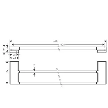 Dvieļu turētājs Hansgrohe AddStoris, 65 cm, matēti melns 41743670 Dvieļu turētājs Hansgrohe AddStoris, 65 cm, matēti melns 41743670