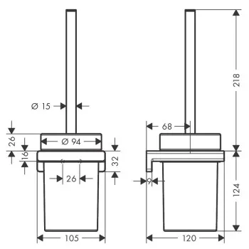 Tualetes birste Hansgrohe AddStoris - sienas tualetes birste, matēts stikls/birstēts melns hroms 41752340 Tualetes birste Hansgrohe AddStoris - sienas tualetes birste, matēts stikls/birstēts melns hroms 41752340