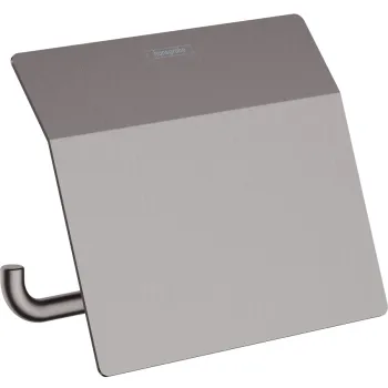 Tualetes papīra turētājs Hansgrohe AddStoris ar vāku, birstēts melns hroms 41753340
