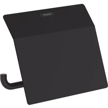 Tualetes papīra turētājs Hansgrohe AddStoris, ar vāku, matēti Melna 41753670