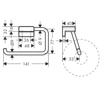Tualetes papīra turētājs Hansgrohe AddStoris birstēts melns hroms 41771340