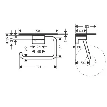 Tualetes papīra turētājs Hansgrohe AddStoris ar plauktu, birstēts melns hroms 41772340 Tualetes papīra turētājs Hansgrohe AddStoris ar plauktu, birstēts melns hroms 41772340