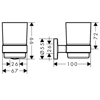 Glāze ar turētāju Hansgrohe Logis Universal, hroms