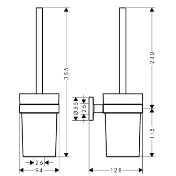 Tualetes birste Hansgrohe Logis, hroms