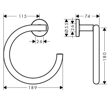Hansgrohe Logis Universal Dvieļu turētājs, hroms