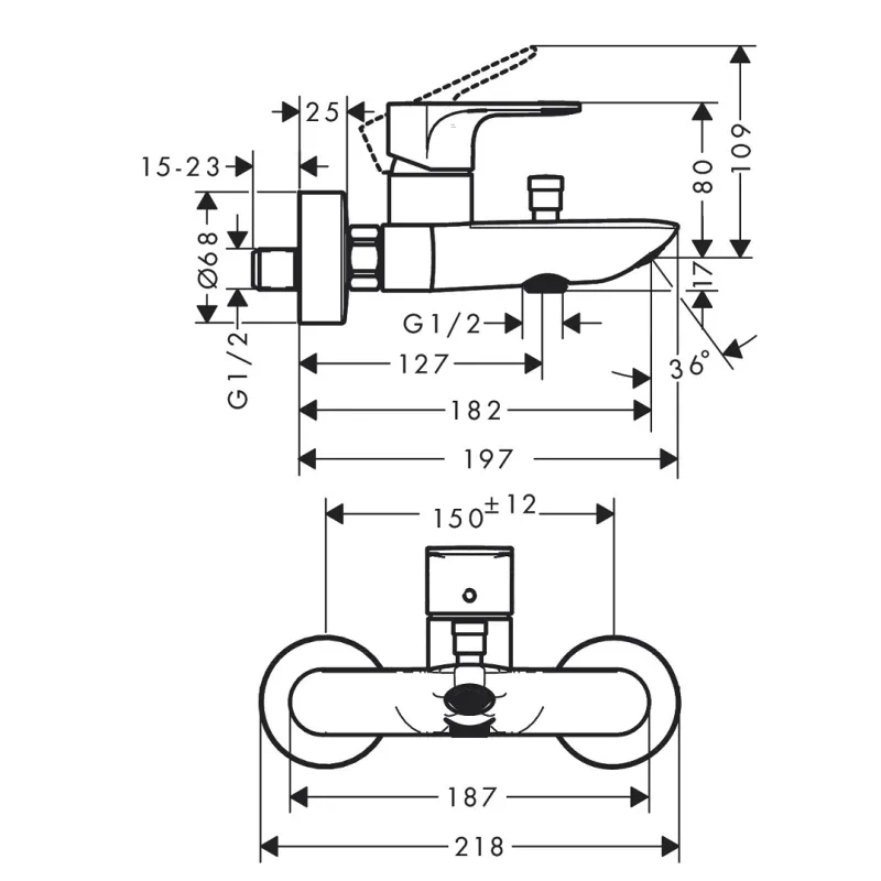 Hansgrohe Rebris E Vannas/dušas jaucējkrāns, melns 72450670