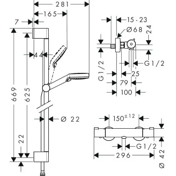 Dušas komplekts Hansgrohe Ecostat 1001CL termostats + Crometta Vario duša