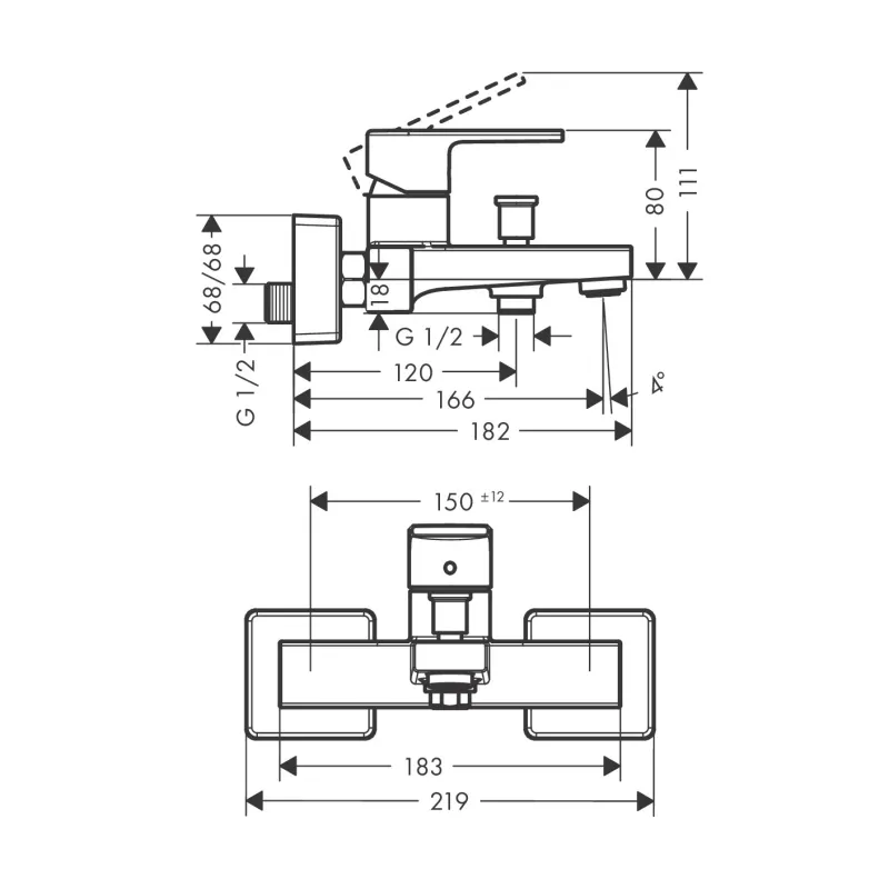 Hansgrohe Vernis Shape Vannas/dušas jaucējkrāns, 71450670