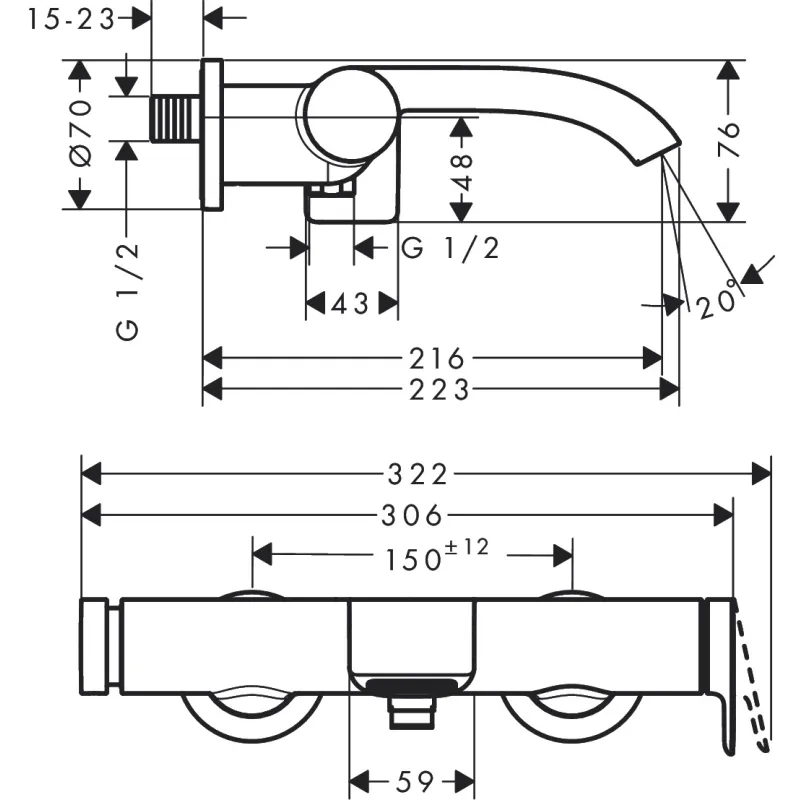 Hansgrohe Vivenis Vannas/dušas jaucējkrāns, 75420000