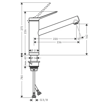 Virtuves Izlietnes maisītājs Hansgrohe Zesis M33-160 1jet, montāžai pie loga, hroms