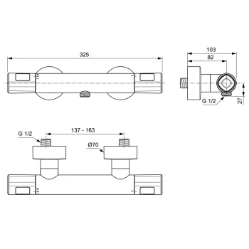 Ideal Standard Ceratherm T100 Dušas termostats, A7229AA Ideal Standard Ceratherm T100 Dušas termostats, A7229AA