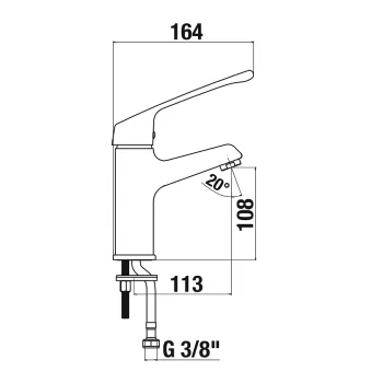 Vannas istabas izlietnes maisītājs Jika Cube 108, medicīniskais rokturis, hroms