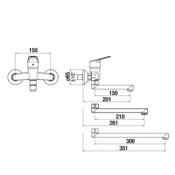 Virtuves maisītājs Jika Talas Trendy, iztece 150 mm, pie sienas, hroms