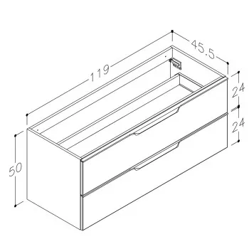 Kame Exclusive AMBER Skapītis zem virsmas 120cm, BUC/12-3DR/D02-BL-AMB OUTLET