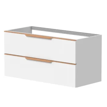 Vannas istabas skapītis Kame Exclusive AMBER Zem virsmas 100 cm,  Bez izlietnes, BUC/10-3DR/D02-AMB Balts Matēts / Ozolkoka rokturi
