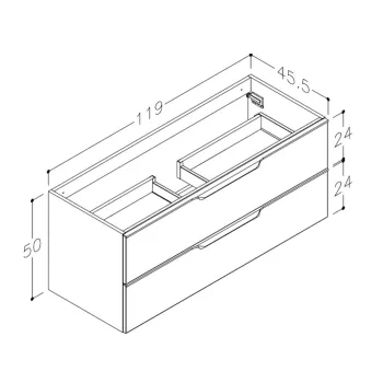 Kame Exclusive AMBER Skapītis zem izlietnes 120cm, BU/12-3DR/D02-GR-AMB