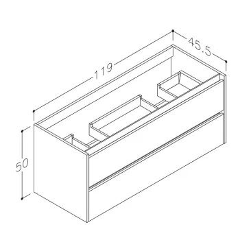 Kame City Skapītis zem dubultās izlietnes 120cm, BUD/12-3DR/1P1