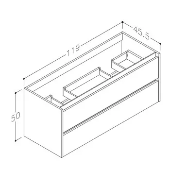Kame City Skapītis zem dubultās izlietnes 120cm, BUD/12-3DR/1P1