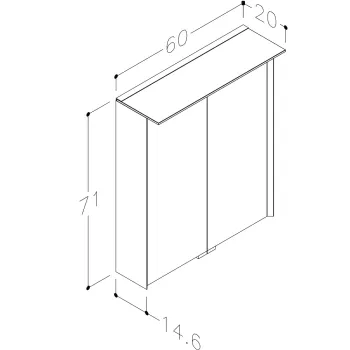 Kame Exclusive LOFT Spoguļskapītis 60x71 cm, MC3DML/60-70/D13-LFT