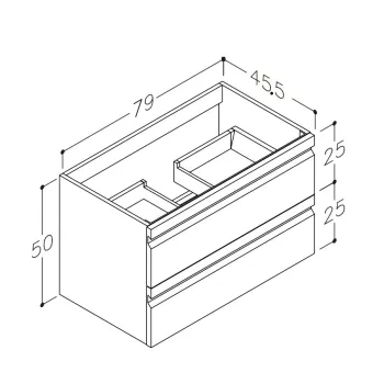 Kame Terra Skapītis zem izlietnes 80cm, BU/8-3DR/D1F2