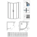 Radaway Pusapaļa dušas kabīne Alienta A 80x80 cm