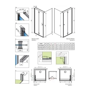 Radaway Dušas stūris kvadrātveida Eos KDJ-B 80x80