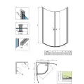 Radaway Pusapaļa dušas kabīne Eos PDD I 90x90 cm