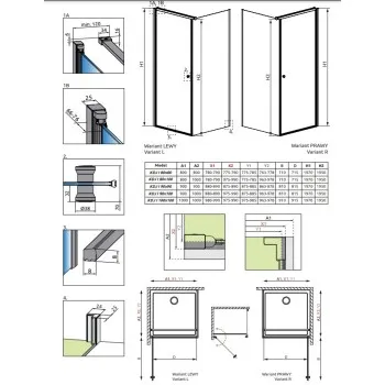 Radaway Dušas stūris kvadrātveida Eos KDJ 100L x 100 cm
