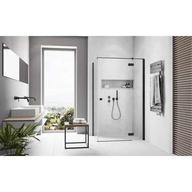 Radaway Dušas stūris kvadrātveida Essenza New Black KDJ+S1 90x90 L