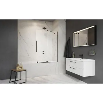 Radaway vannas sieniņa ar bīdāmām durvīm Furo Black II PND L 130 cm