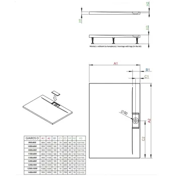 Radaway Taisnstūra dušas paliktnis GIAROS D 90x80, balts