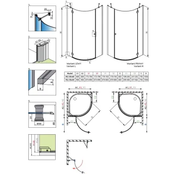 Radaway Pusapaļa dušas kabīne Torrenta PDJ 80