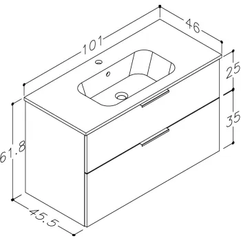 RB GRAND Vannas istabas skapītis ar izlietni 100cm, 21113712 RB GRAND Vannas istabas skapītis ar izlietni 100cm, 21113712