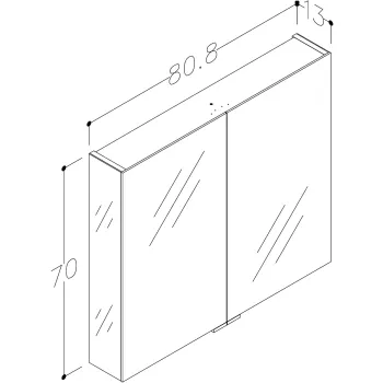 RB GRAND Vannas istabas spoguļskapītis 80 cm, 2100500