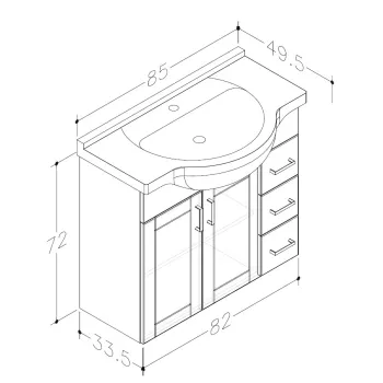 RB ETERNALVannas istabas skapītis 85cm zem izlietnes, 161135115 RB ETERNALVannas istabas skapītis 85cm zem izlietnes, 161135115