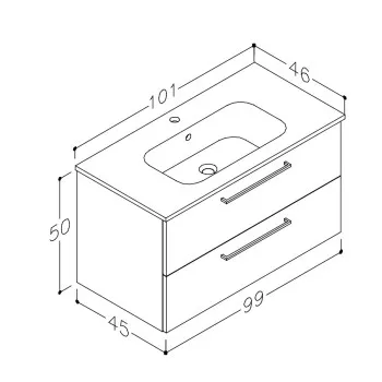Raguvos Baldai Vannas istabas skapītis ar izlietni JOY 101cm, 12113711