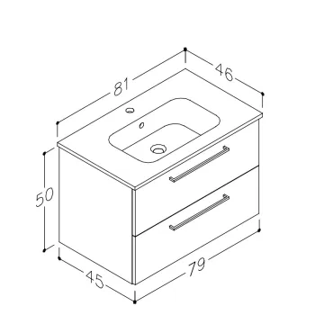 Raguvos Baldai Vannas istabas skapītis ar izlietni JOY 81cm, 12113511