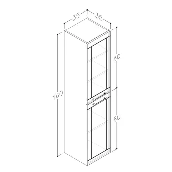RB SERENA Retro Vannas istabas augstais skapis ar veļas grozu 35cm, 13332114 RB SERENA Retro Vannas istabas augstais skapis ar veļas grozu 35cm, 13332114
