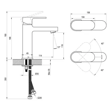 Vannas istabas izlietnes masītājs RAVAK Chrome CR 014.00 Izlietnes maisītājs 180mm, X070191