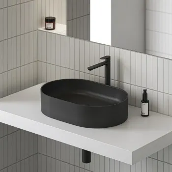 Ravak Ceramic 550 O Slim Vannas istabas izlietne 55x37cm, melna matēta