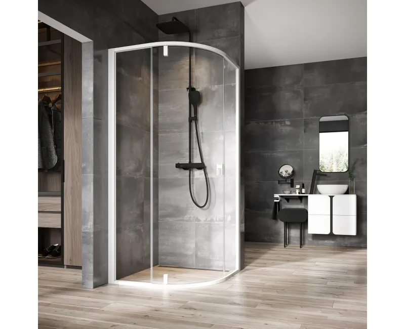 RAVAK NEXTY Pusapaļā dušas kabīne NSKK3 90x90cm, balts/balts