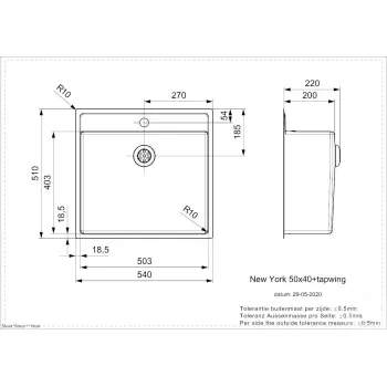 Reginox Virtuves izlietne New York Tapwing 54x44 cm (50x40), R34774