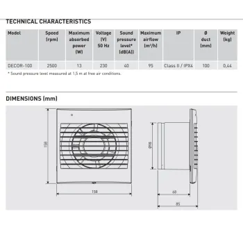 S&P Ventilators DECOR 100C, pretvārsts, 0201005