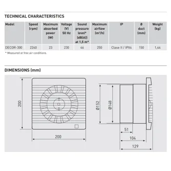 S&P Ventilators DECOR 300C, pretvārsts, 5210202700