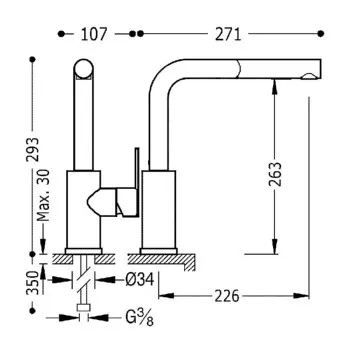 SLIM-TRES Izlietnes jaucējkrāns, hroms  20211002