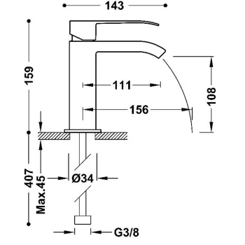 TRES-Cuadro exclusive Izlietnes jaucējkrāns, 00611001BL