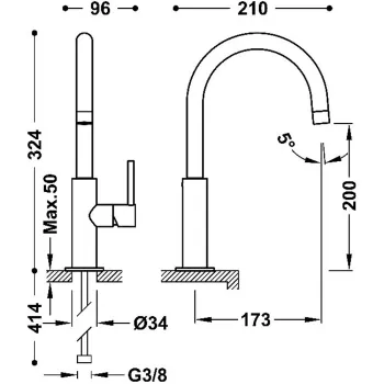 STUDY Exclusive TRES Izlietnes jaucējkrāns, 26290402AC