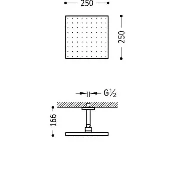 TRES Antilime Dušas galva ar turētāju 25x25 cm, hroms 03412102