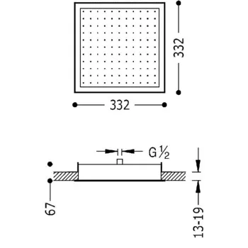 TRES Antilime Dušas galva 33x33cm, hroms 134714