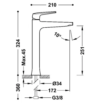 TRES FUJI Paaugstināts izlietnes jaucējkrāns, hroms 28180301